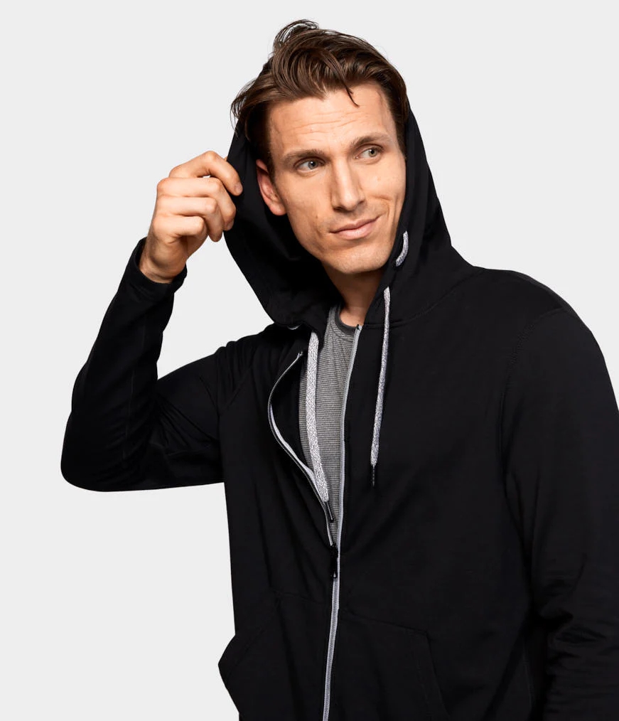 Men's Manduka INTENTIONAL ZIP Hoodie Black | 9731524